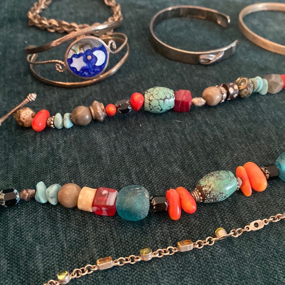 Vintage bracelet lot - beaded, moon, and more